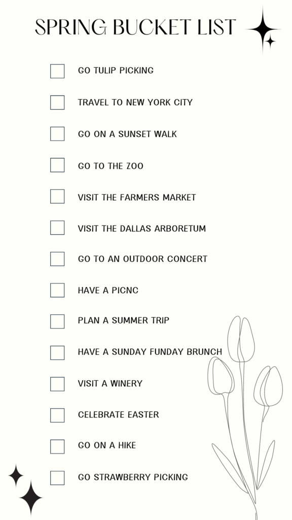 Spring 2023 bucket list ideas